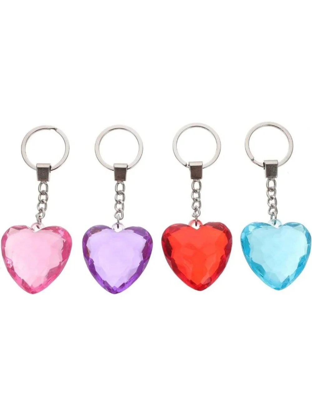 4Pcs Heart-Shaped Keychains for Couples - Crystal Pendant Bag Decor